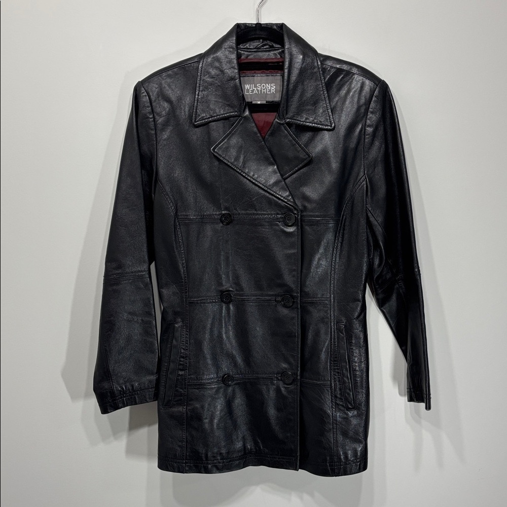 Wilson Leather Double Breasted Leather Jacket Black Medium - Picture 2 of 14